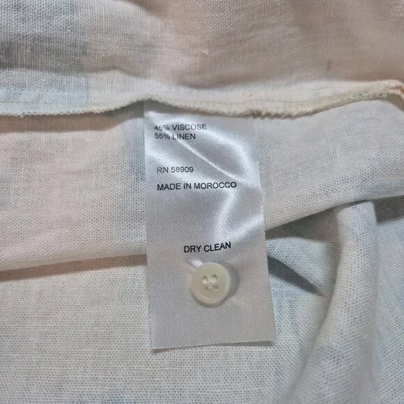 Gianni Bini Women's Size L Margaux Palm Tree Button Front Linen Blend Blouse - Picture 5 of 12